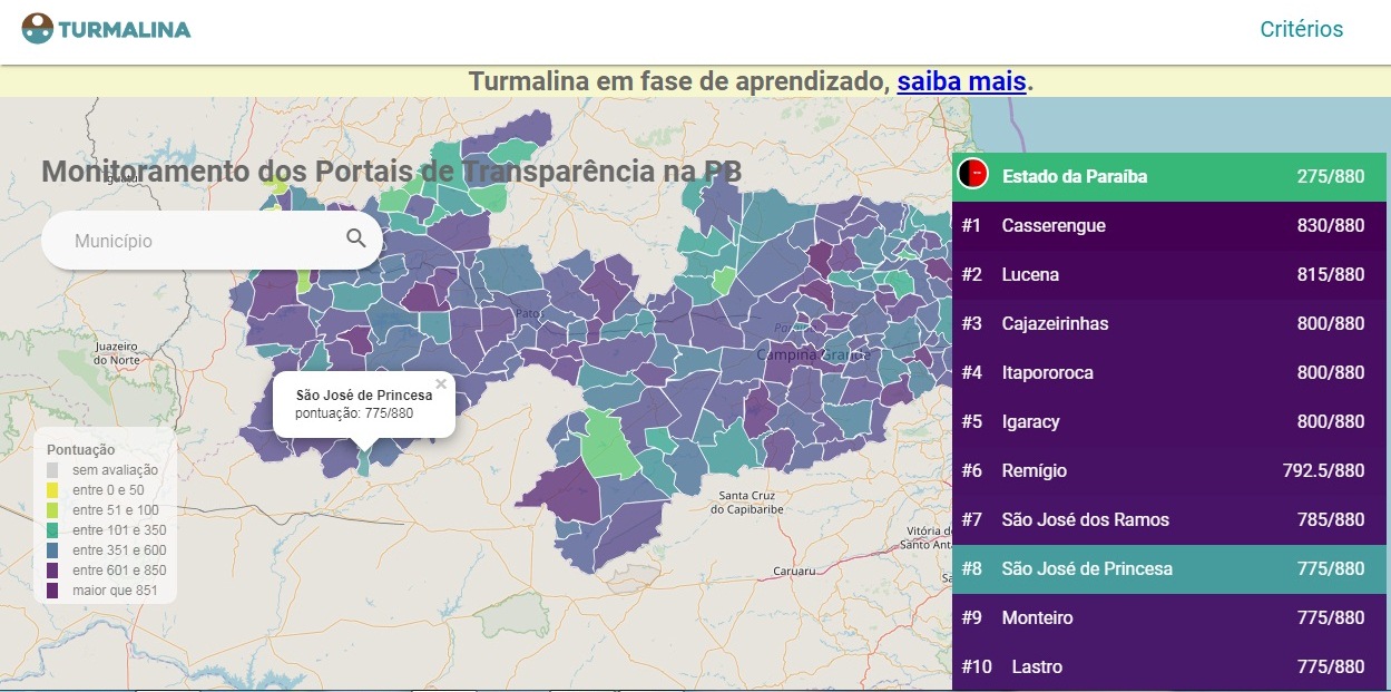 São José de Princesa em entre as dez prefeituras mais transparentes da Paraíba 